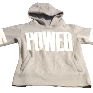 Kids Gray Hoodie with" I Am Powerful" Printwith Thumb Holes And Front pocket